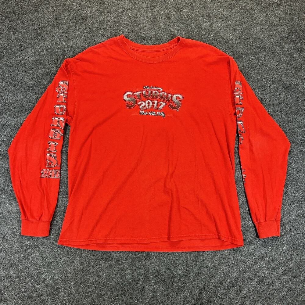 Sturgis South Dakora Black Hills Rally 2017 Long Sleeve Shirt Mens XL Red Riding